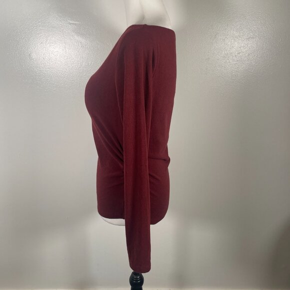 OGLmove Top Womens Large Red Built in-Bra Stretch Knit Boat Neck Long Sleeve - Picture 6 of 16